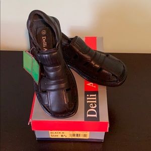 Delli Aldo men’s sandals black leather size 8.5